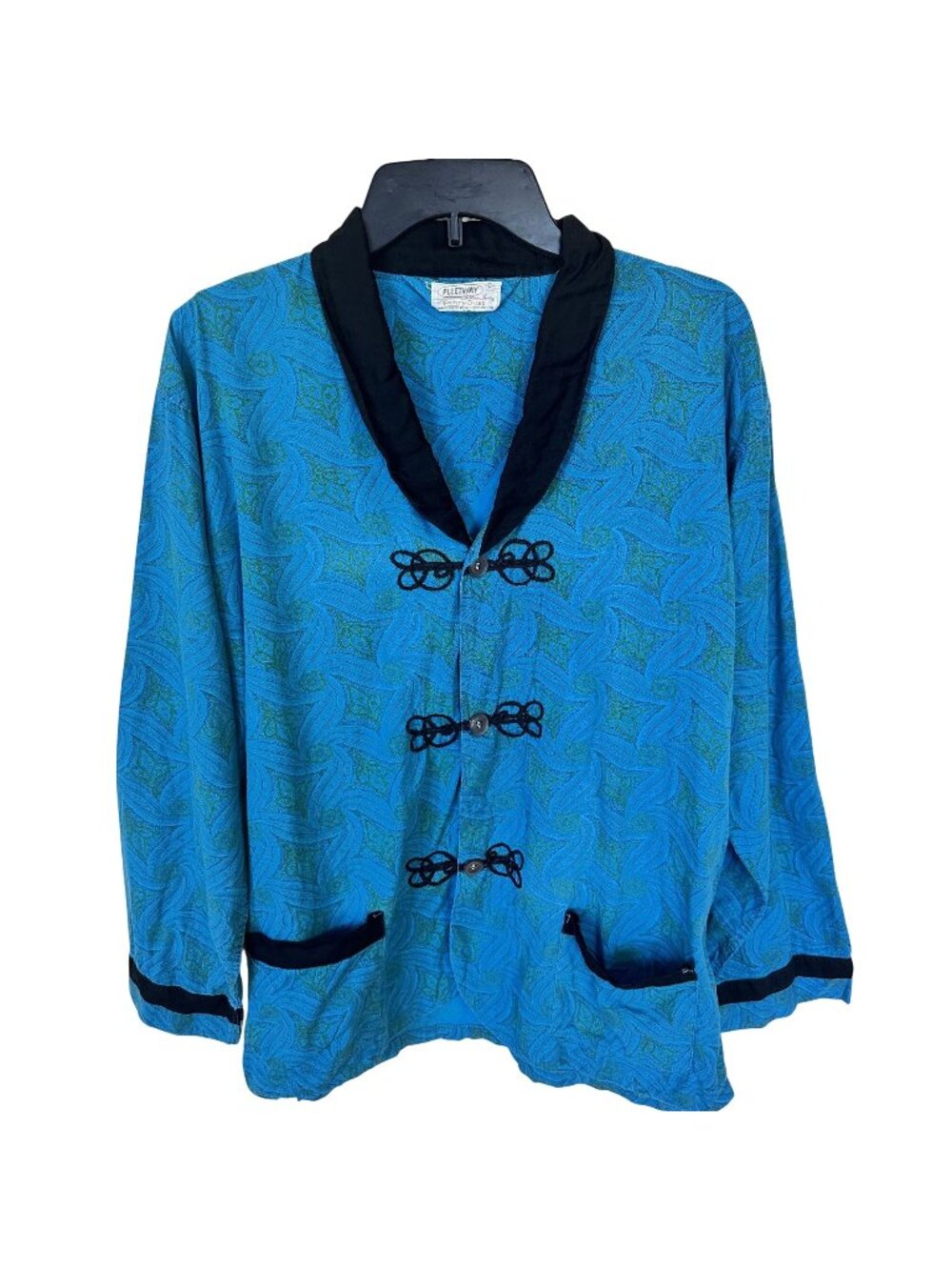 Vtg Penthouse Loungewear Jacket Electric Blue Unisex Top Large 1970s Paisley